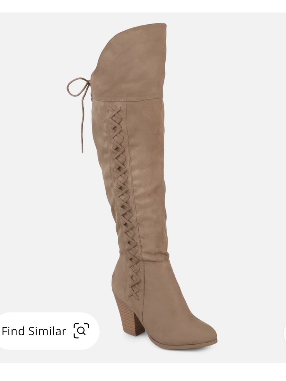 Journee Collection Taupe Over-the-Knee Lace-Up Block Heel Boots S:11